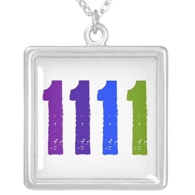 1111 Square Charm Necklace (Front)