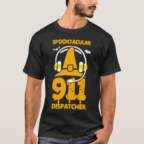 1114 Dispatcher Thin Gold Line Spooktacular 911 T_Shirt