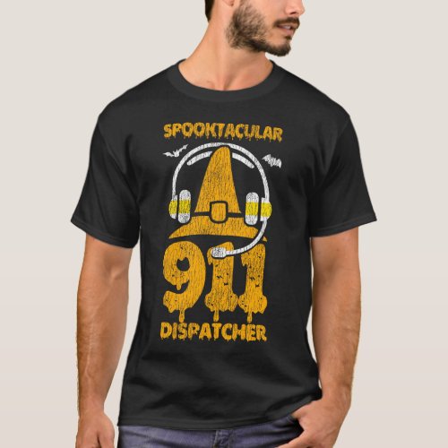 1115 Dispatcher Thin Gold Line Spooktacular 911 T_Shirt