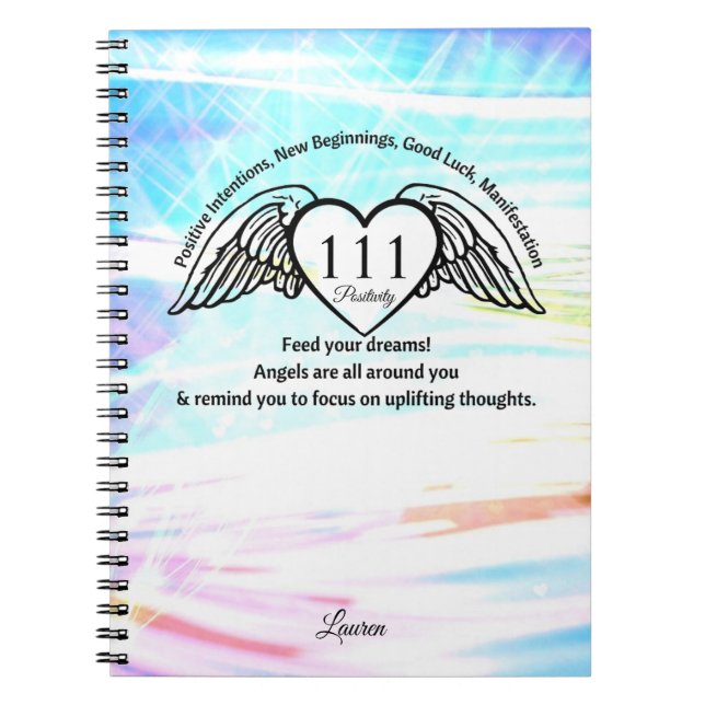 111 Angel Number Gratitude Journal | Name Notebook (Front)