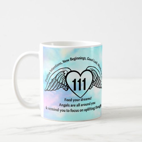 111 Angel Numbers Blue Pastel Sky Affirmation Name Coffee Mug