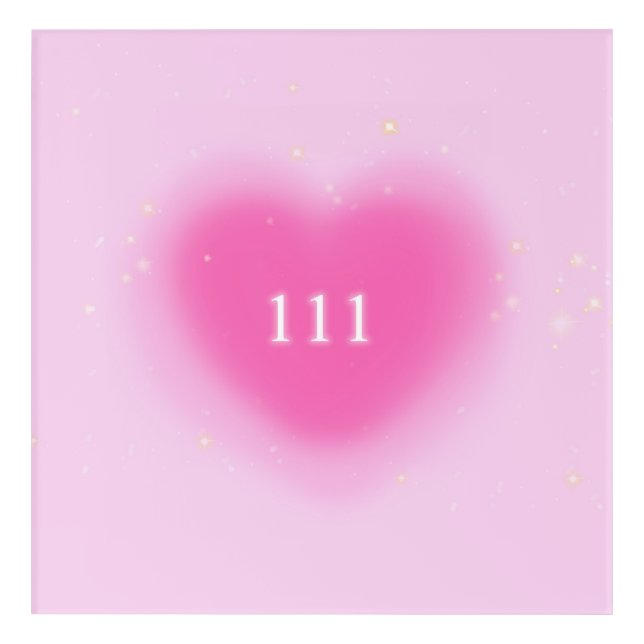 111 Pretty Pink Heart Aesthetic Angel Number  Acrylic Print (Front)