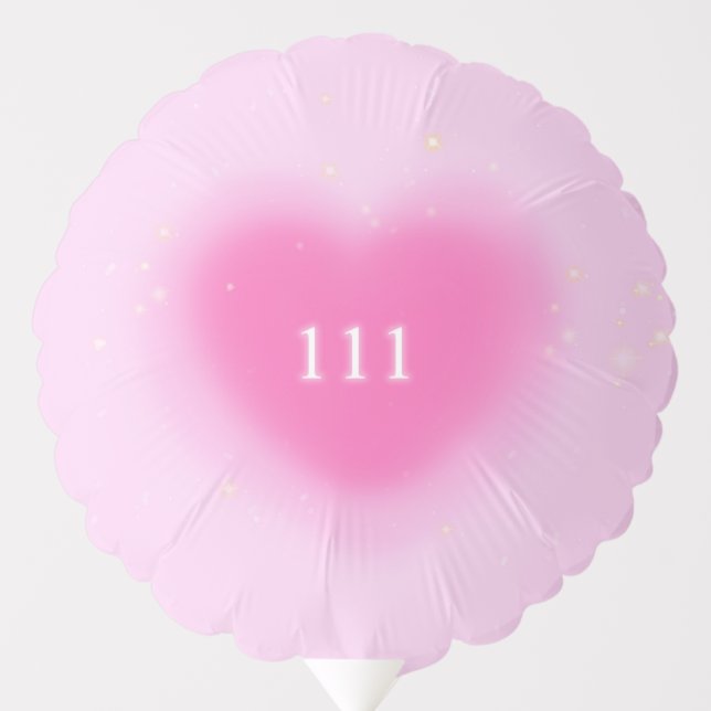 111 Pretty Pink Heart Aesthetic Angel Number   Balloon (Front)