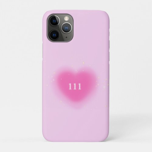 111 Pretty Pink Heart Aesthetic Angel Number   iPhone 11 Pro Case