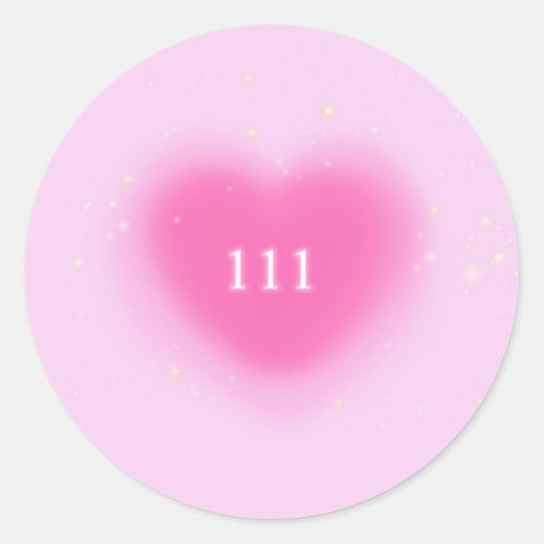 111 Pretty Pink Heart Aesthetic Angel Number    Classic Round Sticker
