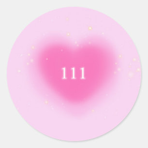 111 Pretty Pink Heart Aesthetic Angel Number Classic Round Sticker