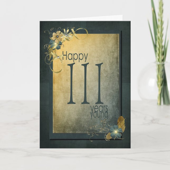 111th Birthday-vintage frame Card (Front)