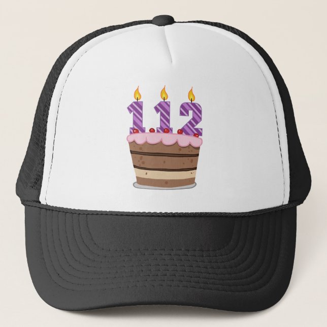 112 Age on Birthday Cake Trucker Hat (Front)
