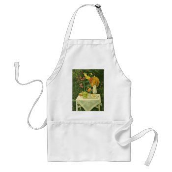 1144 Tea Time In Garden Adult Apron by RuthGarrison at Zazzle