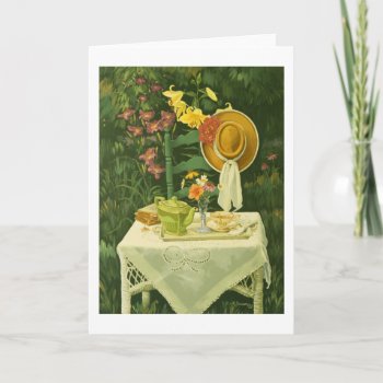 1144 Tea Time In Garden Greeting Card by RuthGarrison at Zazzle