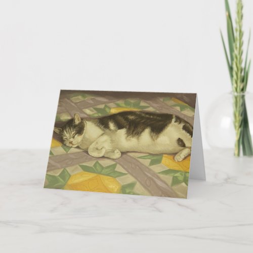 1149 Cat on Quilt Birthday Card