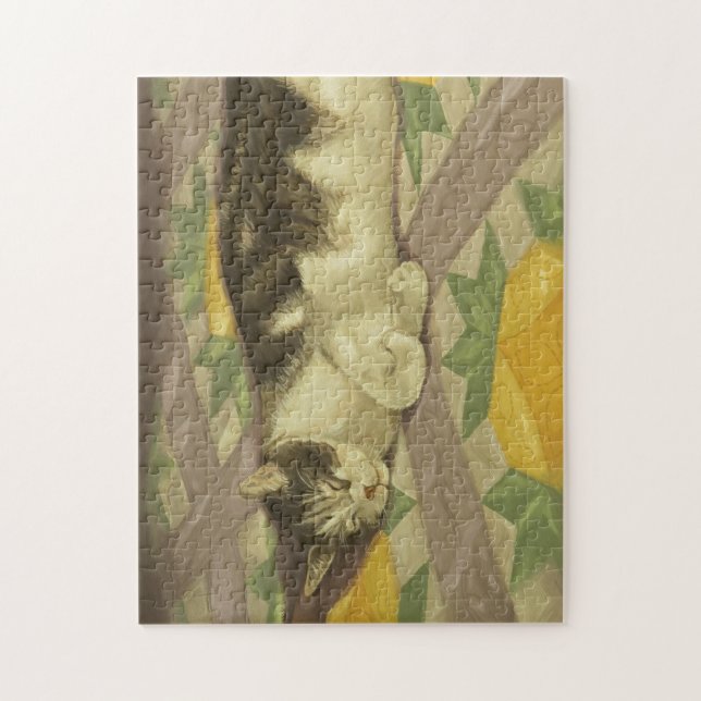 1149 Cat on Quilt Jigsaw Puzzle (Vertical)