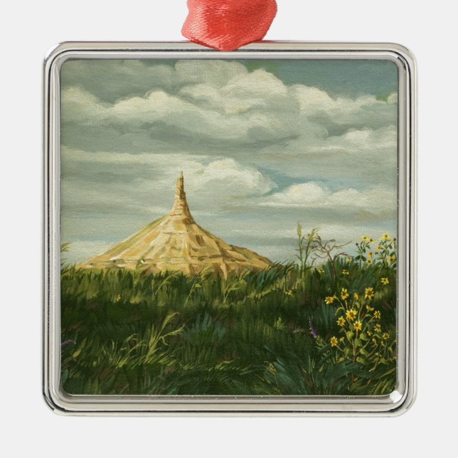 1170 Chimney Rock Landscape Metal Ornament (Front)