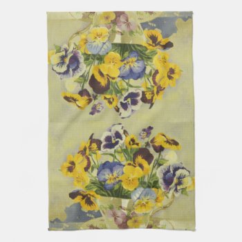 1187 Pansies In Teacup Kitchen Towel by RuthGarrison at Zazzle