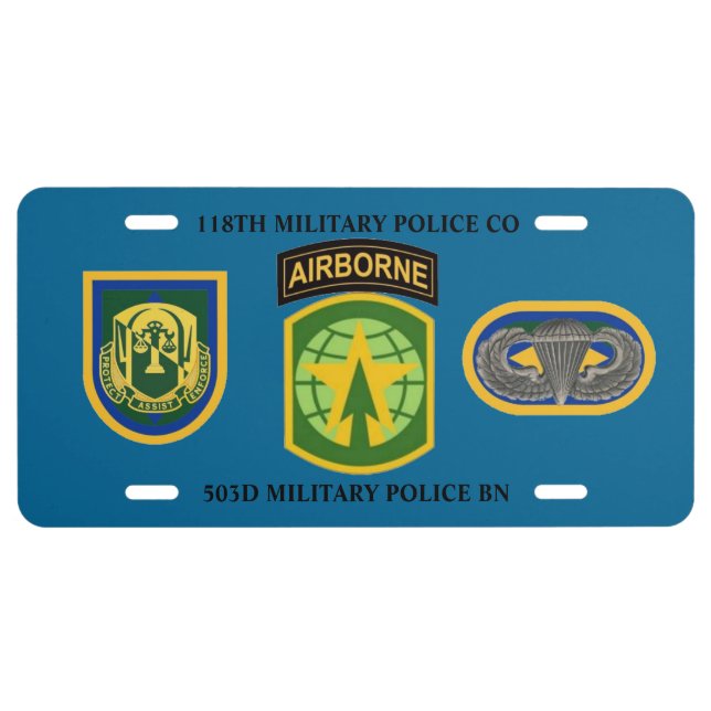 118TH MILITARY POLICE COMPANY LICENSE PLATE (Front)