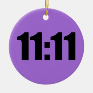 11:11 Lucky Time Purple Ceramic Ornament