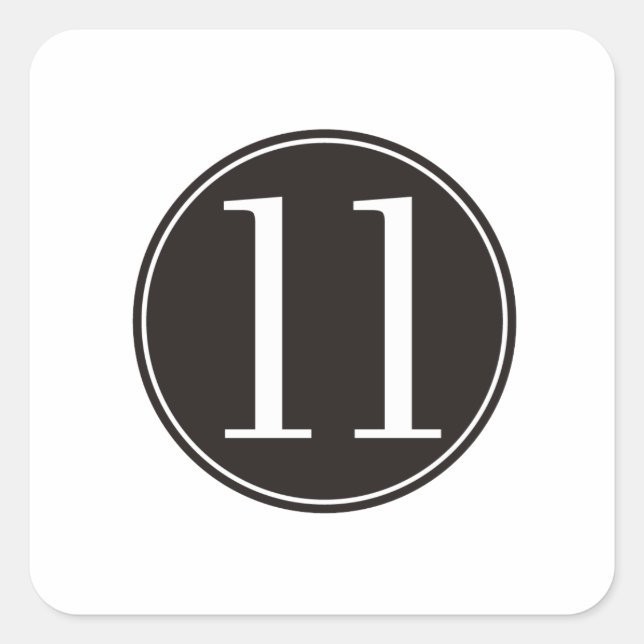 #11 Black Circle (front) Square Sticker (Front)