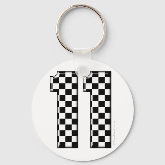 11 checkered auto racing number keychain (Front)