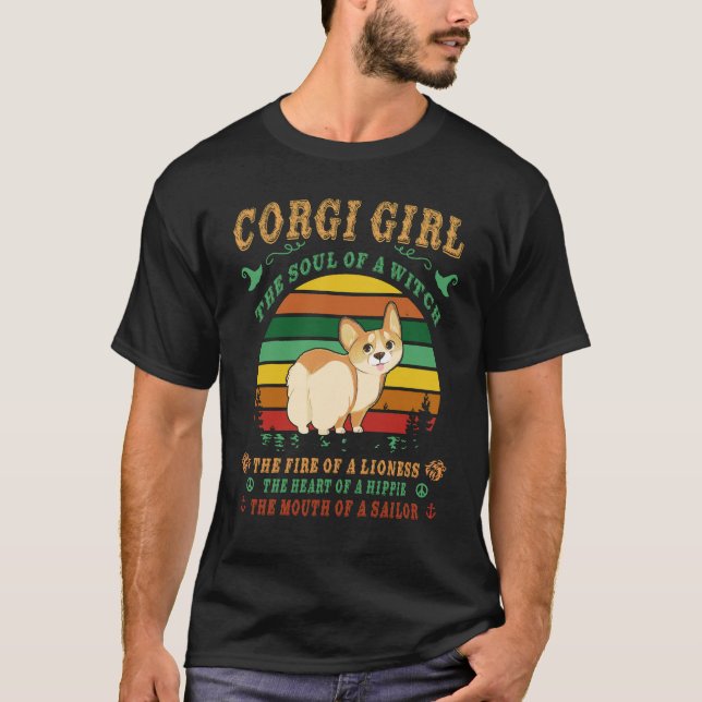 11 Corgi Girl Witch Lioness Hippie Sailor T-Shirt (Front)