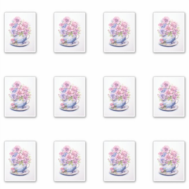 11 Cup of Flowers Sticker (Front)