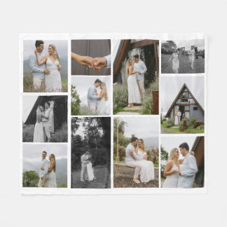 11 Custom Unique Photo Collage Minimalistic Fleece Blanket