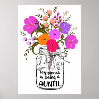 11 Cute Women Mom Happiness Is Being An Auntie Poster