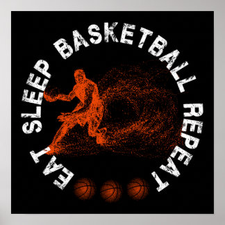11 Distressed Eat Sleep Basketball Repeat Poster