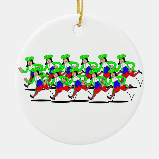 11 Lords Leaping Ceramic Ornament (Front)