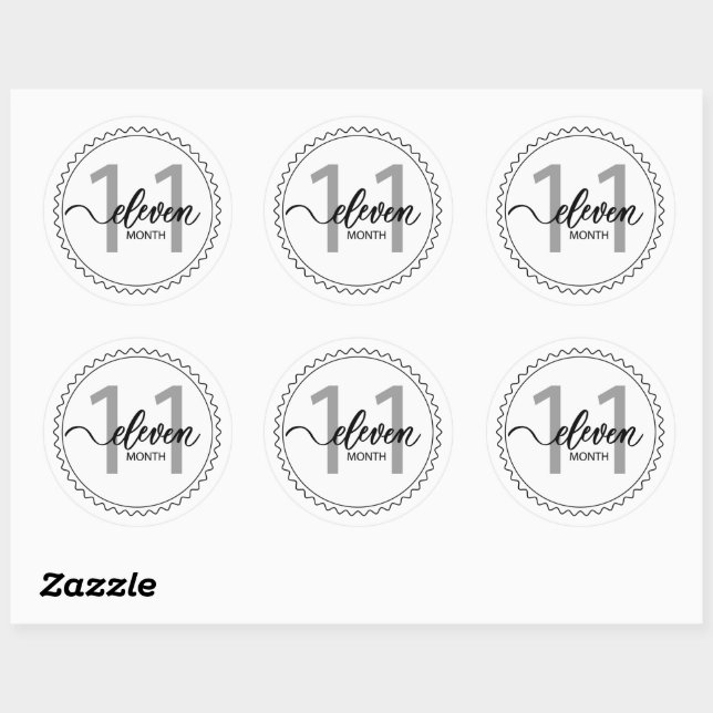 11 Month Milestone  Classic Round Sticker (Sheet)