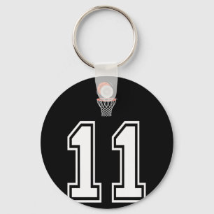 11 Number Basketball Style Vintage White Premium Keychain