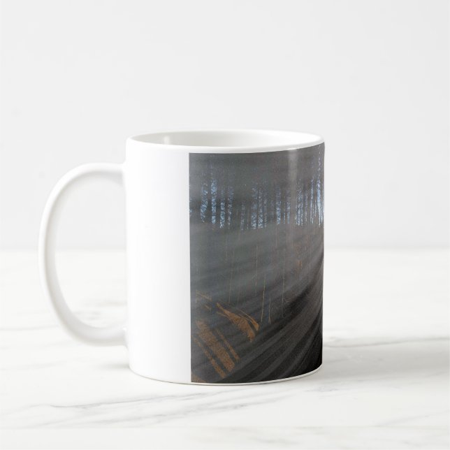 11 oz mug with "Sunlight through the Pines" image (Left)