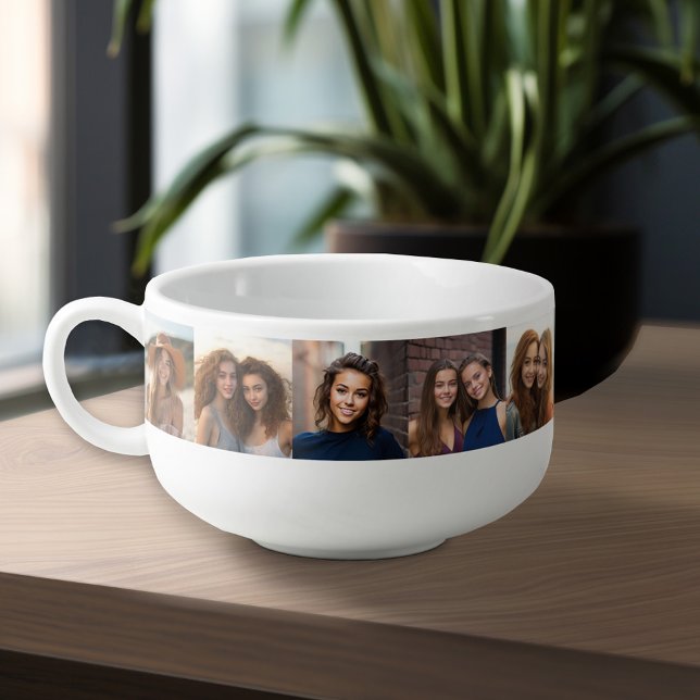 11 Photo Collage - add your own pictures Soup Mug (Personalized Soup Mug - Add Your Photos and Text for a Great Gift)