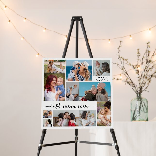 11 Photo Collage Best Mom Ever Foam Board (In Situ (Stand))
