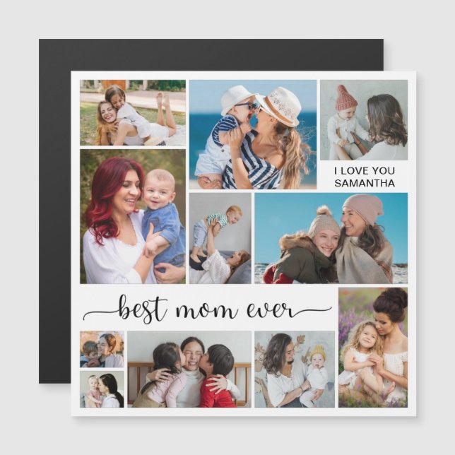 11 Photo Collage Best Mom Ever Magnetic Card (Front/Back)