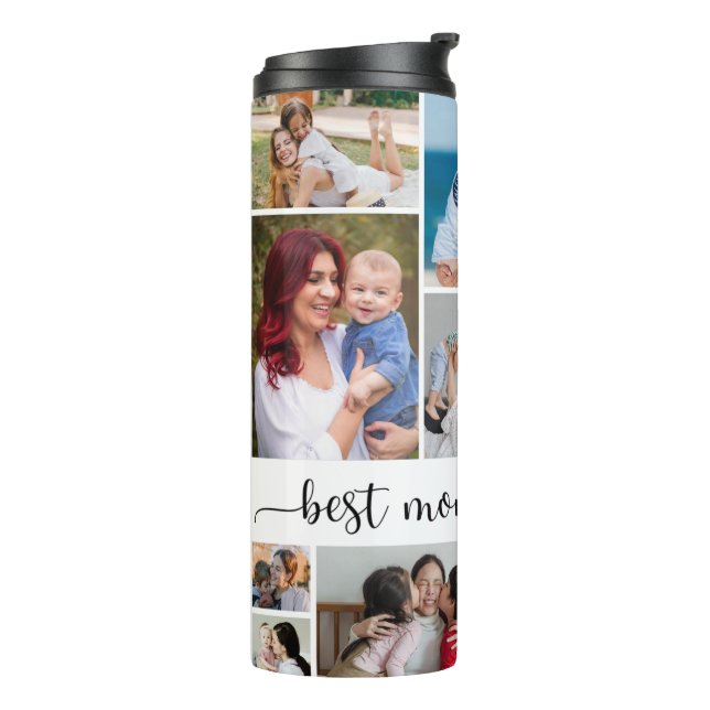 11 Photo Collage Best Mom Ever Thermal Tumbler (Rotated Left)