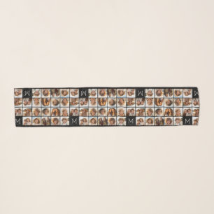 11 Photo Collage Custom Monogram Black Scarf