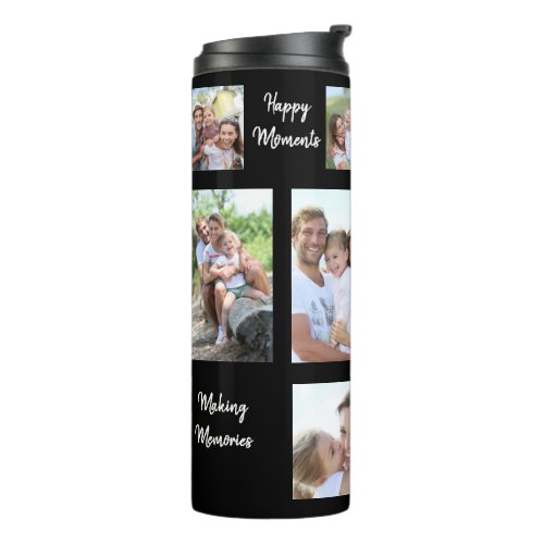 11 Photo Collage Family Happy Memory Quotes Black Thermal Tumbler
