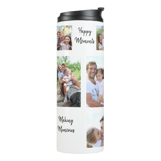11 Photo Collage Family Happy Memory Quotes White Thermal Tumbler (Rotated Left)