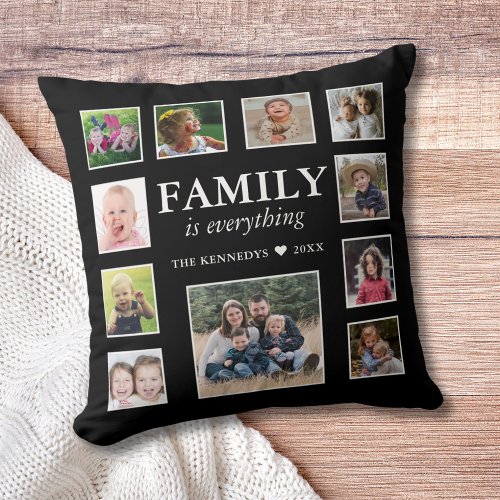 11 Photo Collage Family Name Quote Black
