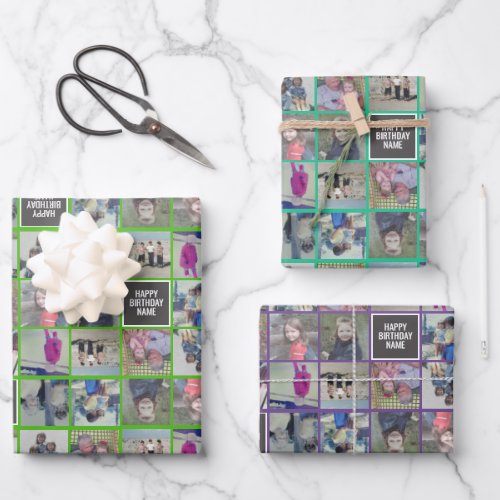 11 Photo Collage _ Instant Montage Colorful Border Wrapping Paper Sheets