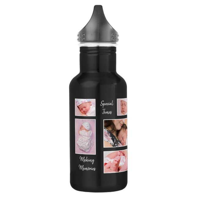 11 Photo Collage Making Memories Special Times Stainless Steel Water Bottle (Left)