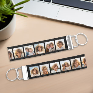 11 Photo Collage - Minimal Grid with Text Wrist Keychain