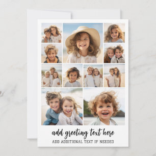 11 Photo Collage Modern Minimal White Holiday Card