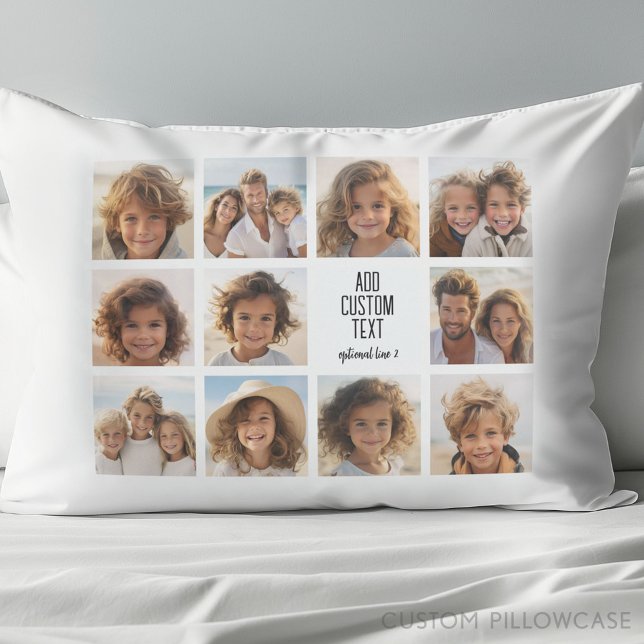 11 Photo Collage - Modern Minimal White on White Pillow Case (Create Your Own Photo Collage Pillowcase)
