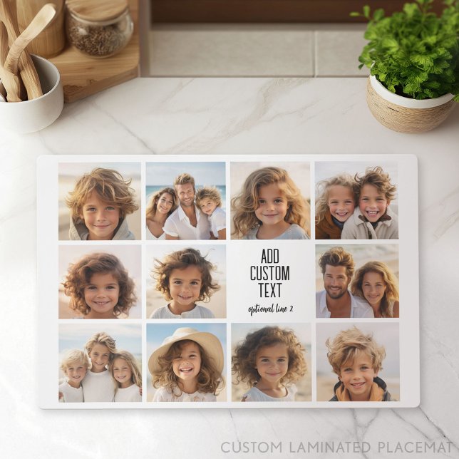 11 Photo Collage - Modern Minimal White on White Placemat (Custom Photo Gallery on a Placemat)