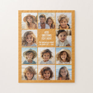 11 Photo Collage - Modern Orange White Text Jigsaw Puzzle