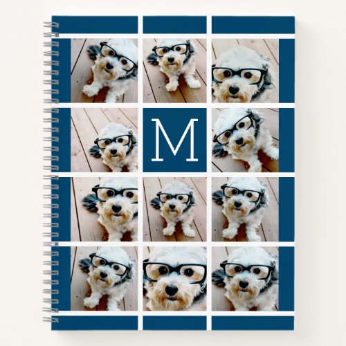 11 Photo Collage Monogram CAN EDIT blue Notebook