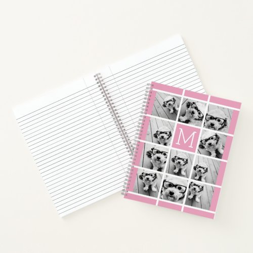 11 Photo Collage Monogram CAN EDIT pink Notebook