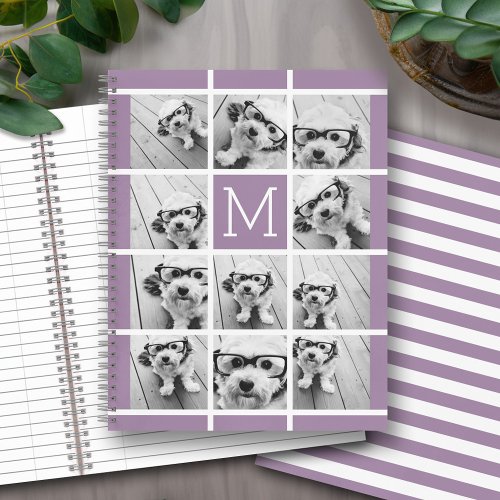 11 Photo Collage Monogram CAN EDIT purple Notebook