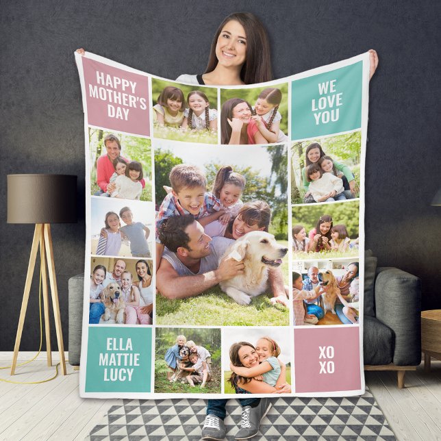 11 Photo Collage Mother's Day Fleece Blanket (Creator Uploaded)